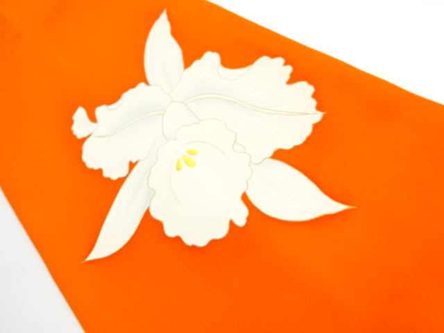 リサイクル　塩瀬金彩蘭模様刺繍名古屋帯